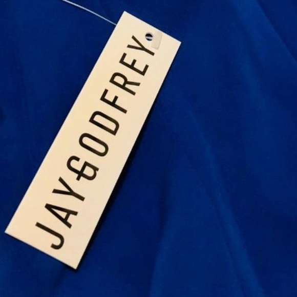 JAY GODFREY: Ocean Blue Lloyd Deep V Midi Dress - Picture 2 of 11